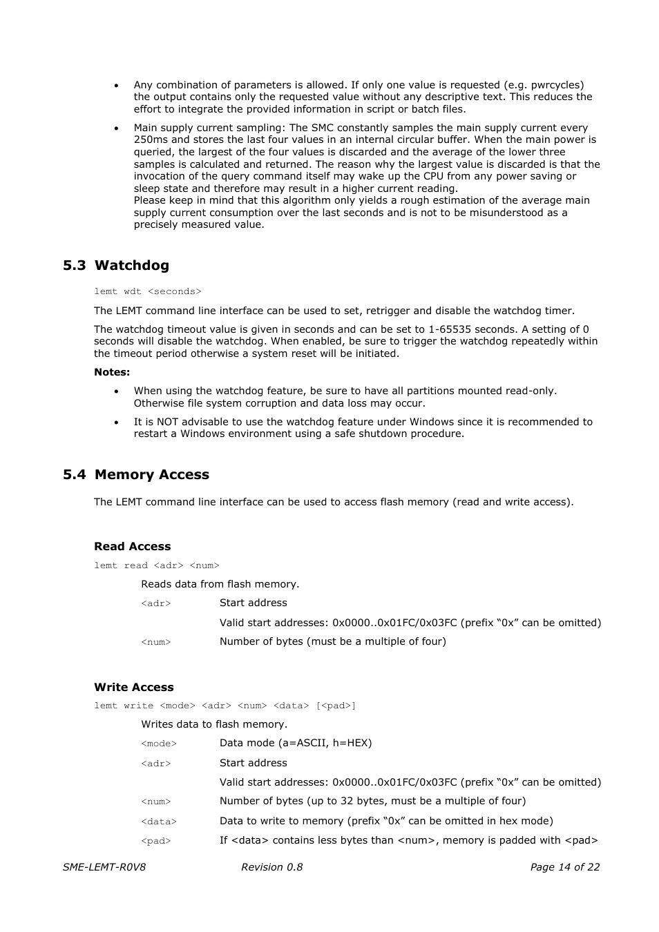 Watchdog, Memory access, Read access | Write access, 3 watchdog | ADLINK Hurricane-QM57 User Manual | Page 18 / 30