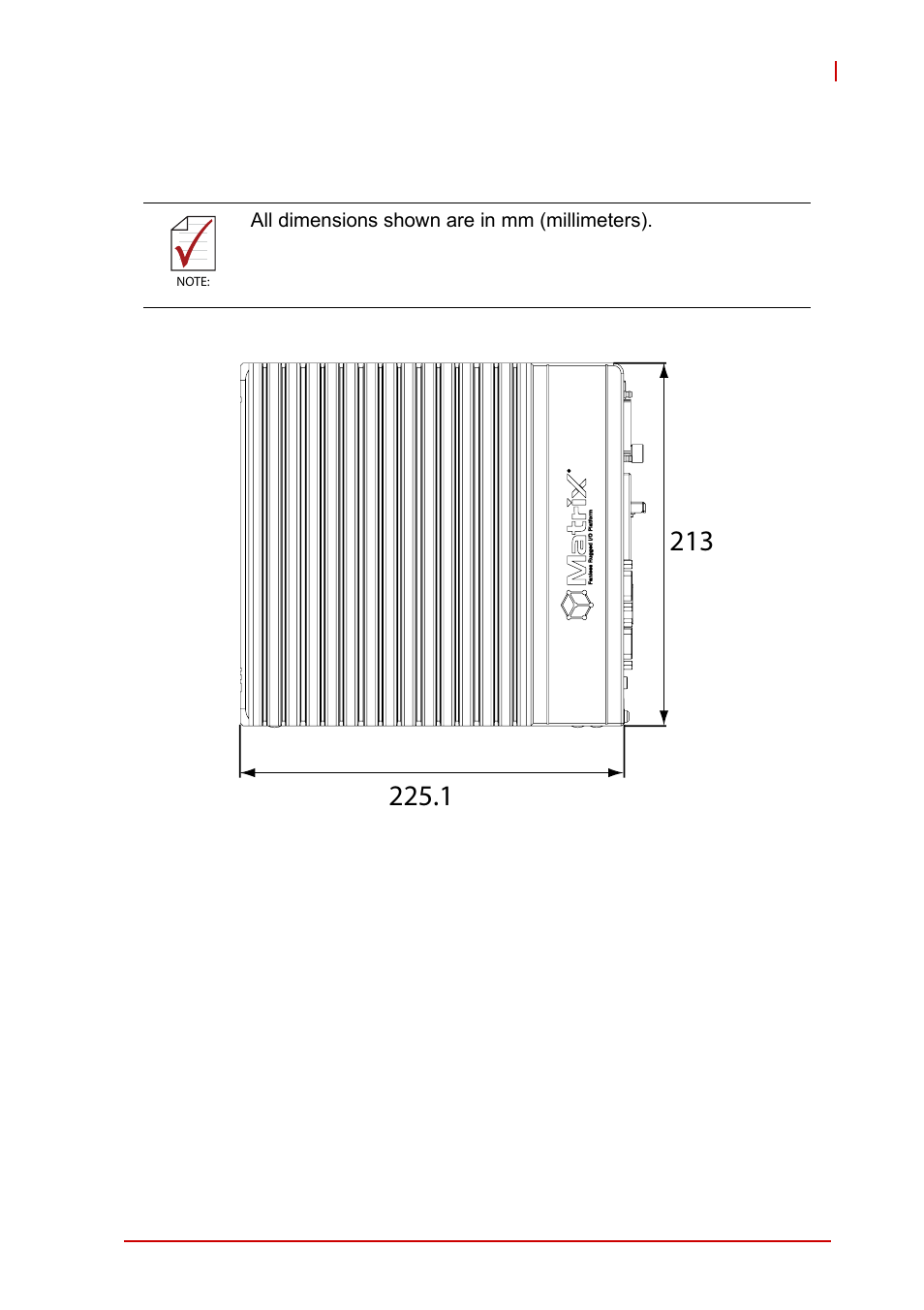 4 schematics and dimensions, Schematics and dimensions, Figure 1-2 | Mxc-6300 left side view | ADLINK MXC-6300 Series User Manual | Page 19 / 124