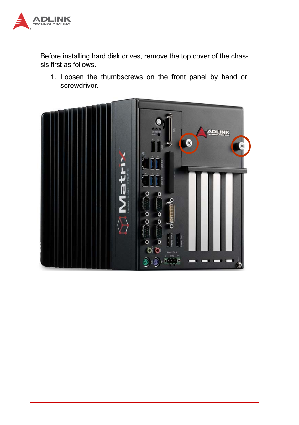 2 installing hard disk drives, Installing hard disk drives | ADLINK MXC-6300 Series User Manual | Page 48 / 124
