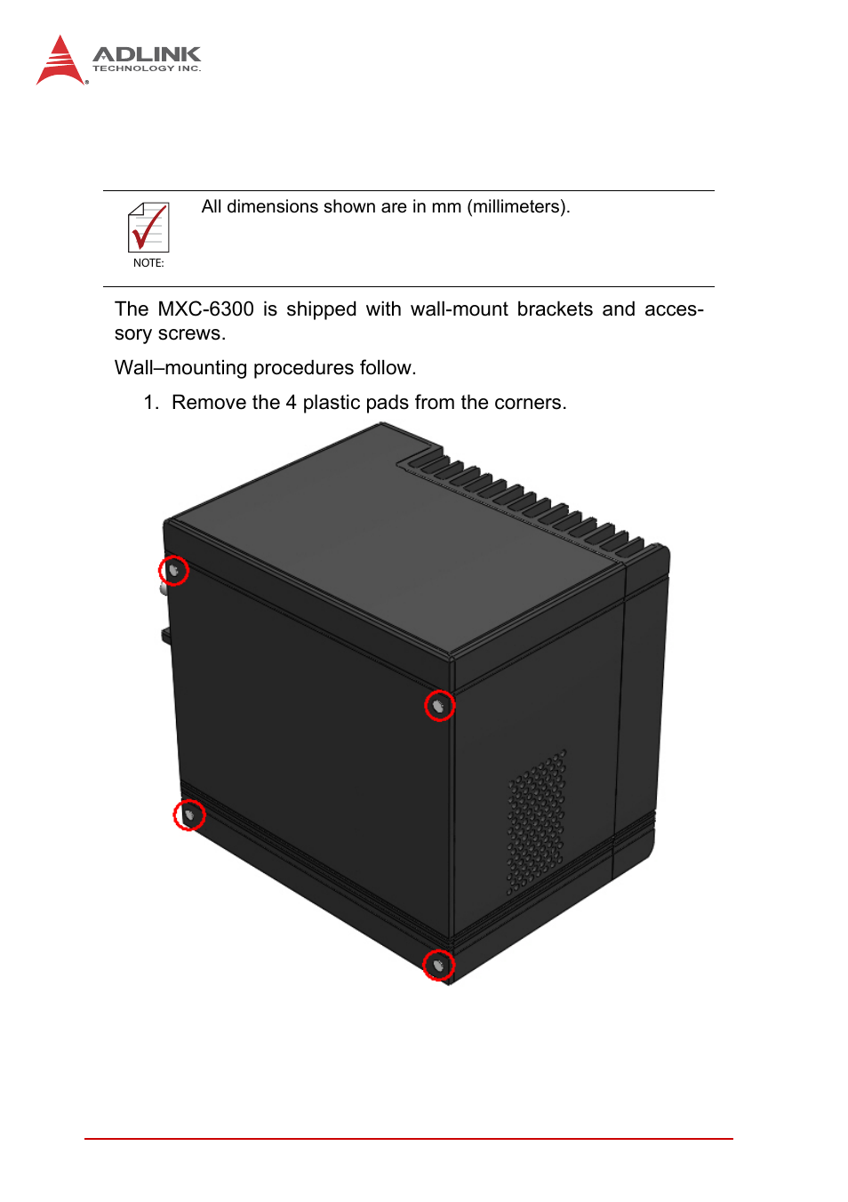 7 wall-mounting the mxc-6300, Wall-mounting the mxc-6300 | ADLINK MXC-6300 Series User Manual | Page 62 / 124