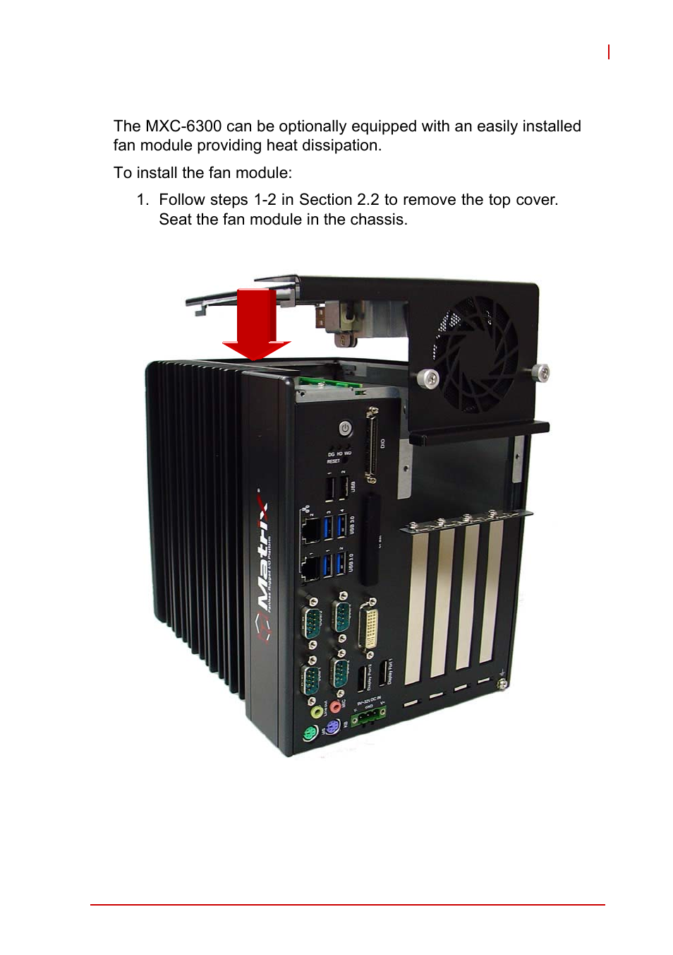 8 optional fan module, Optional fan module | ADLINK MXC-6300 Series User Manual | Page 65 / 124