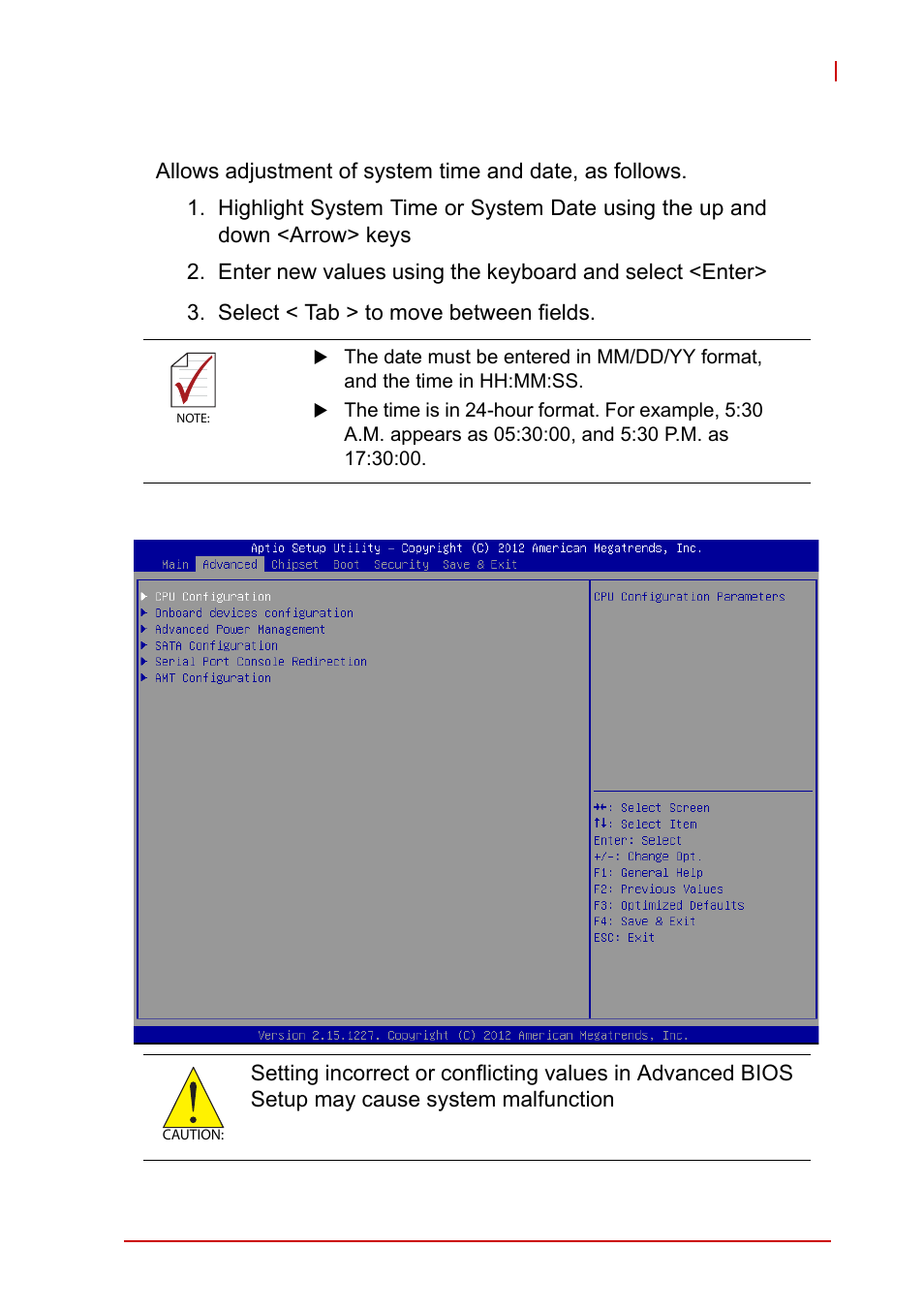 System time/system date, B.2 advanced, Advanced | ADLINK MXC-6300 Series User Manual | Page 77 / 124