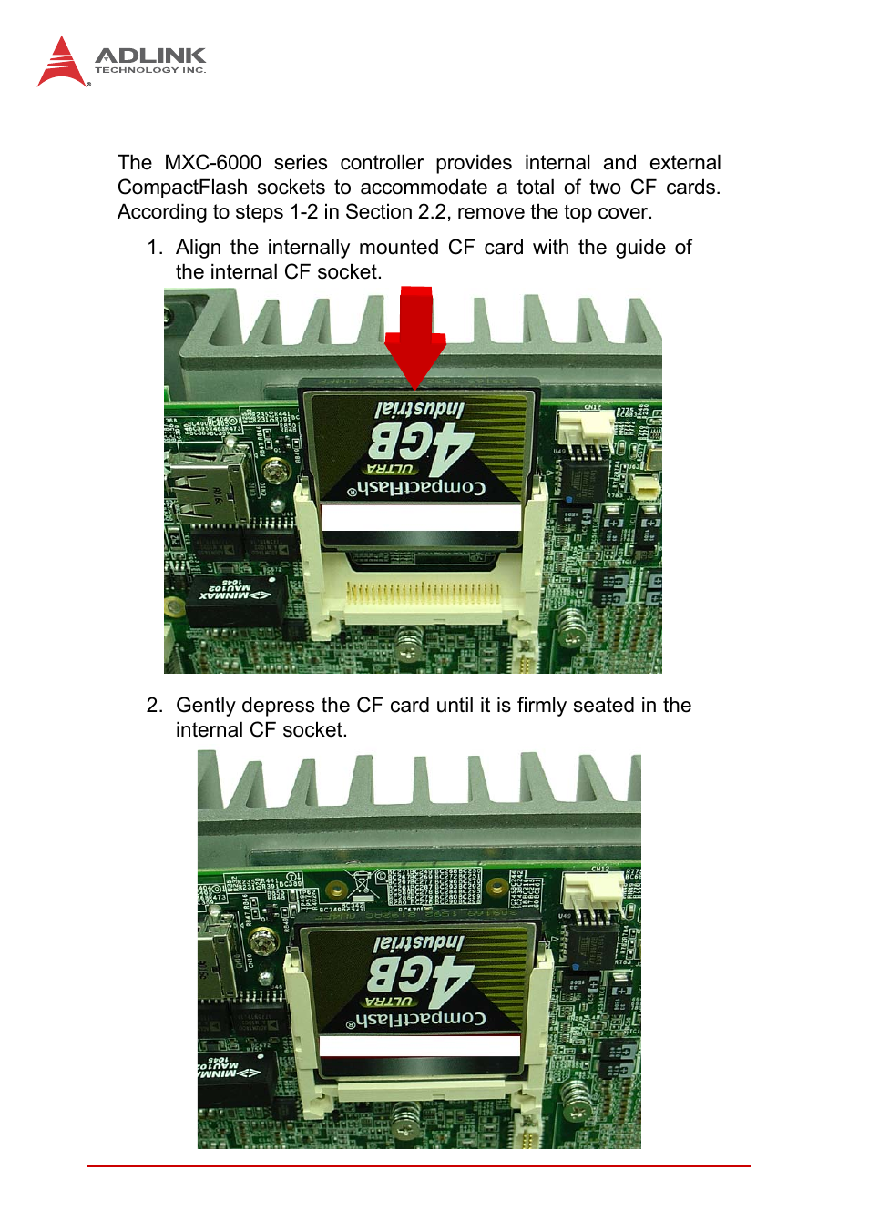 4 installing cf cards, Installing cf cards | ADLINK MXC-6000 Series User Manual | Page 52 / 100