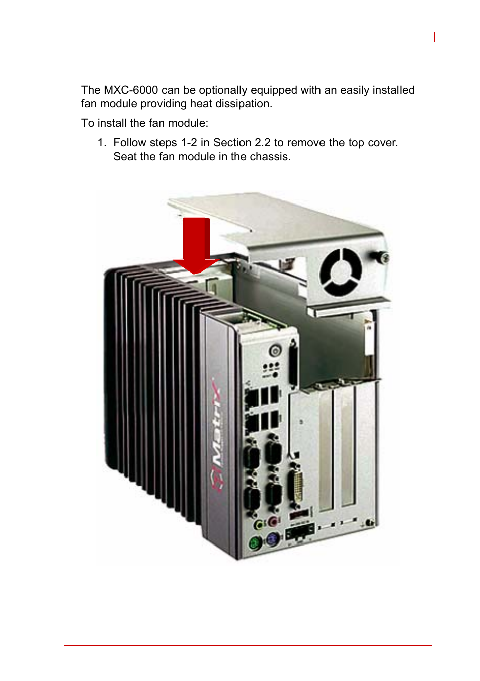 8 optional fan module, Optional fan module | ADLINK MXC-6000 Series User Manual | Page 61 / 100