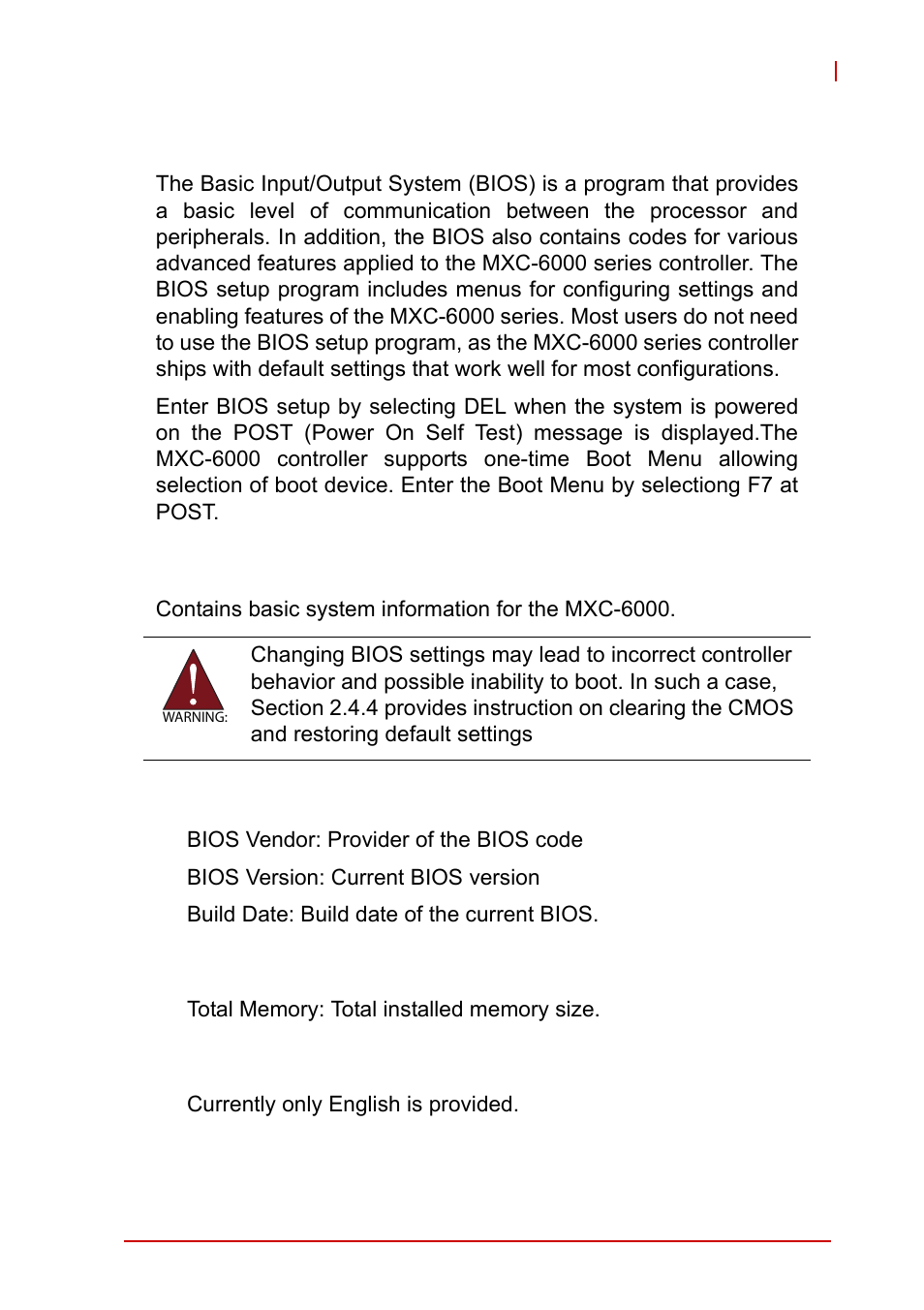 Appendix b: bios setup, B.1 main, Bios information | Memory information, System language, B appendix: bios setup, Main | ADLINK MXC-6000 Series User Manual | Page 69 / 100