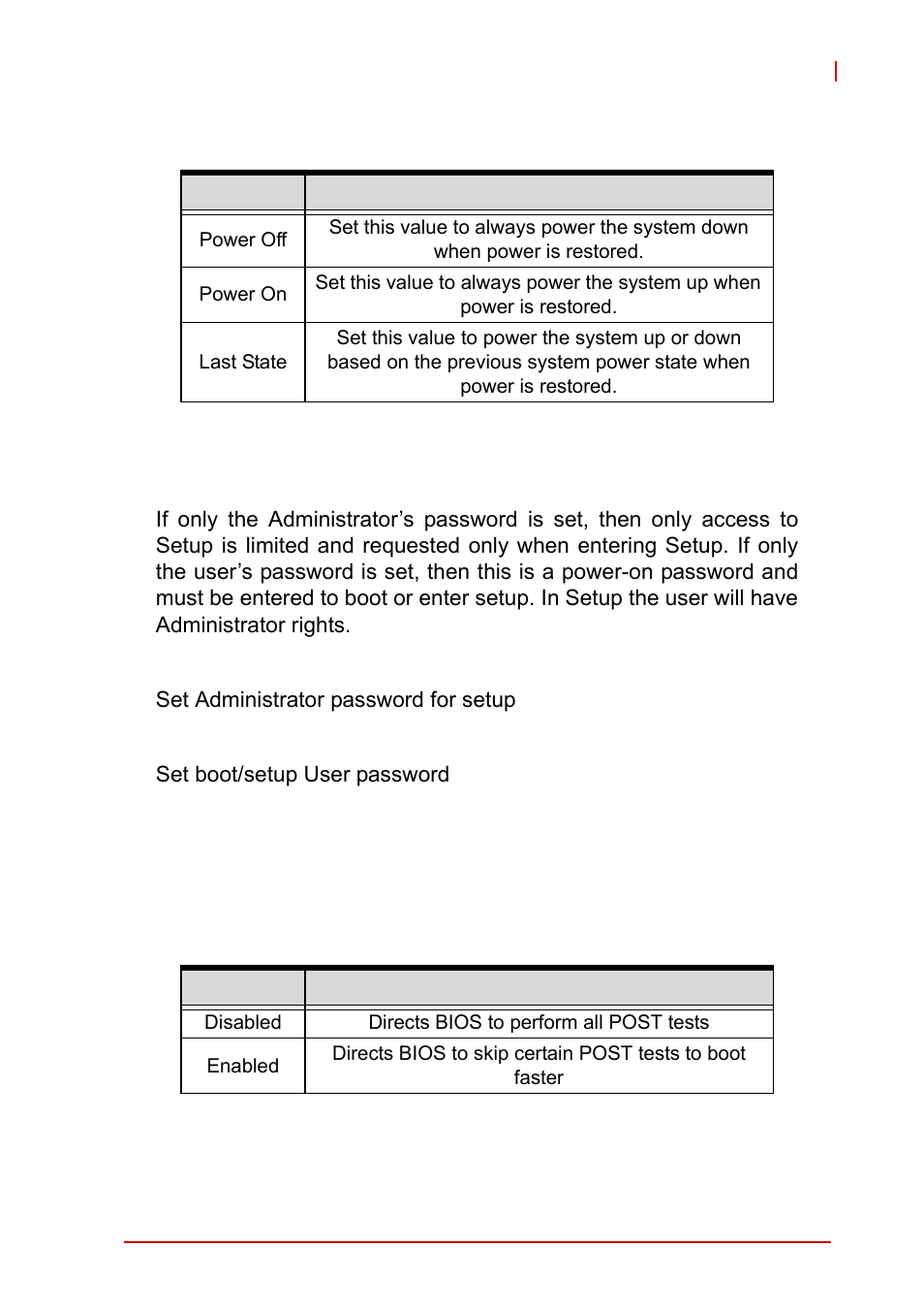 B.4 security, B.5 boot, B.5.1 boot settings configuration | Security, Boot, B.5.1, Boot settings configuration, Table b-1, Restore on power loss | ADLINK MXC-6000 Series User Manual | Page 75 / 100