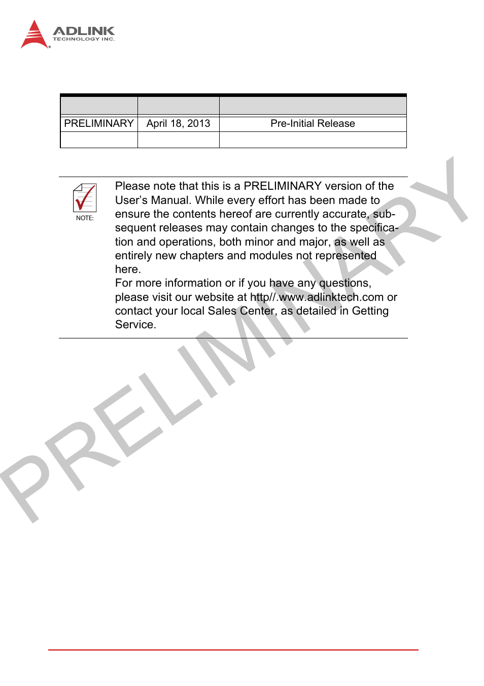 Revision history, Preliminary | ADLINK MXC-2300 User Manual | Page 2 / 76