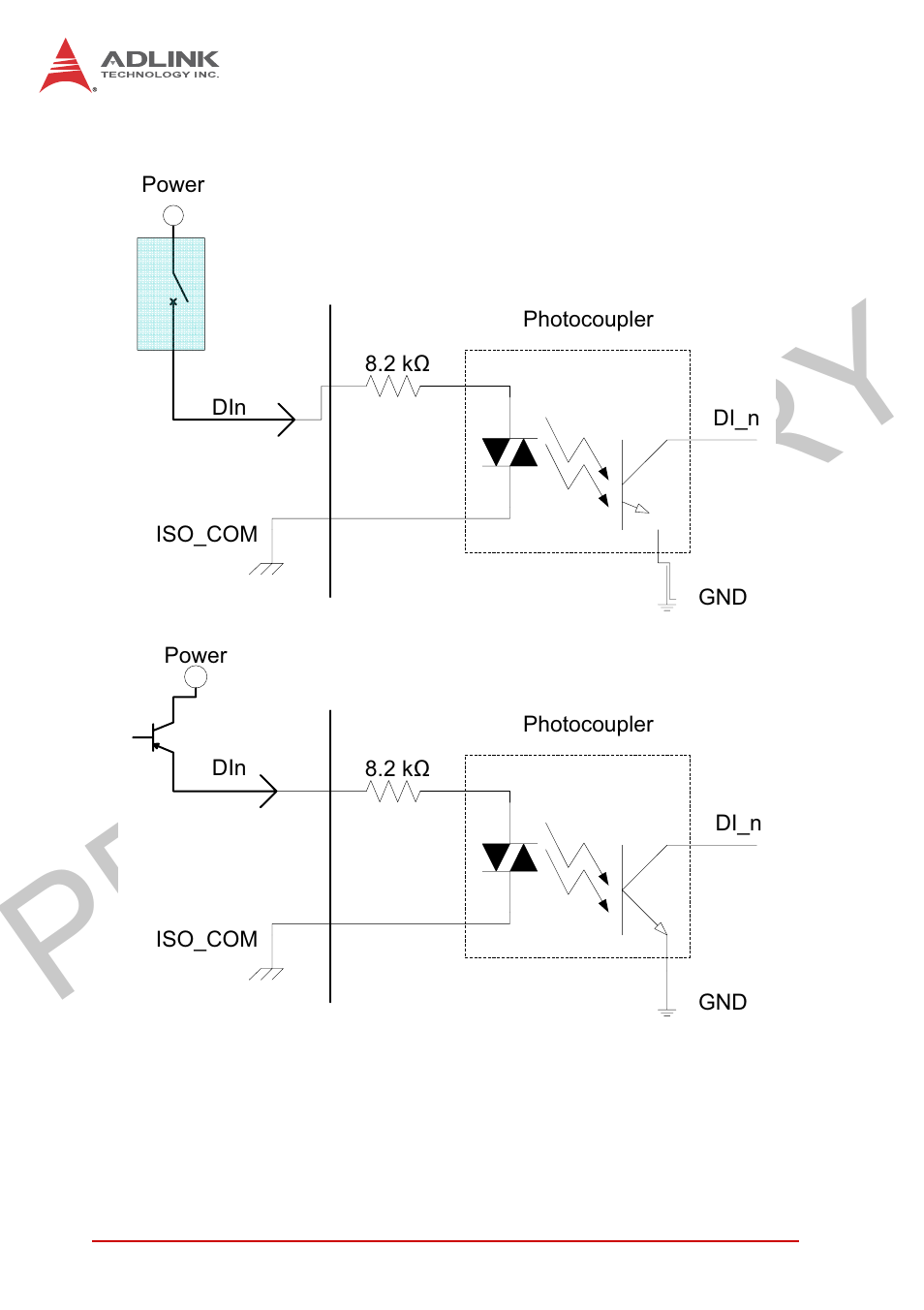 Figure 1-10, Isolated digital input sample application circuit, Preliminary | ADLINK MXC-2300 User Manual | Page 30 / 76