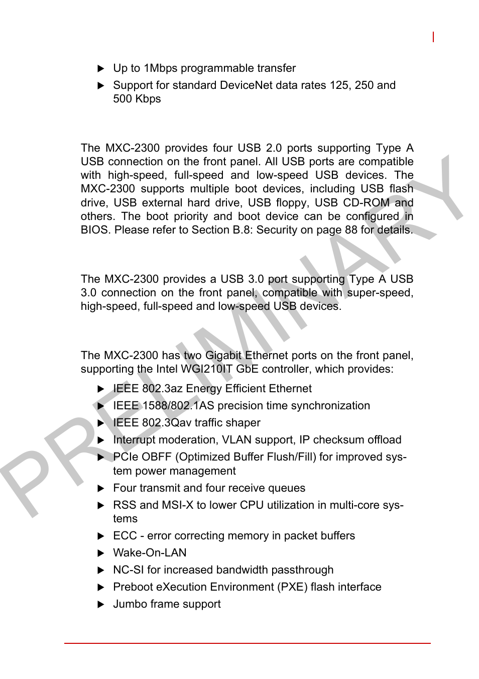 5 usb 2.0 ports, 6 usb 3.0 ports, 7 gigabit ethernet ports | Usb 2.0 ports, Usb 3.0 ports, Gigabit ethernet ports, Preliminary | ADLINK MXC-2300 User Manual | Page 33 / 76