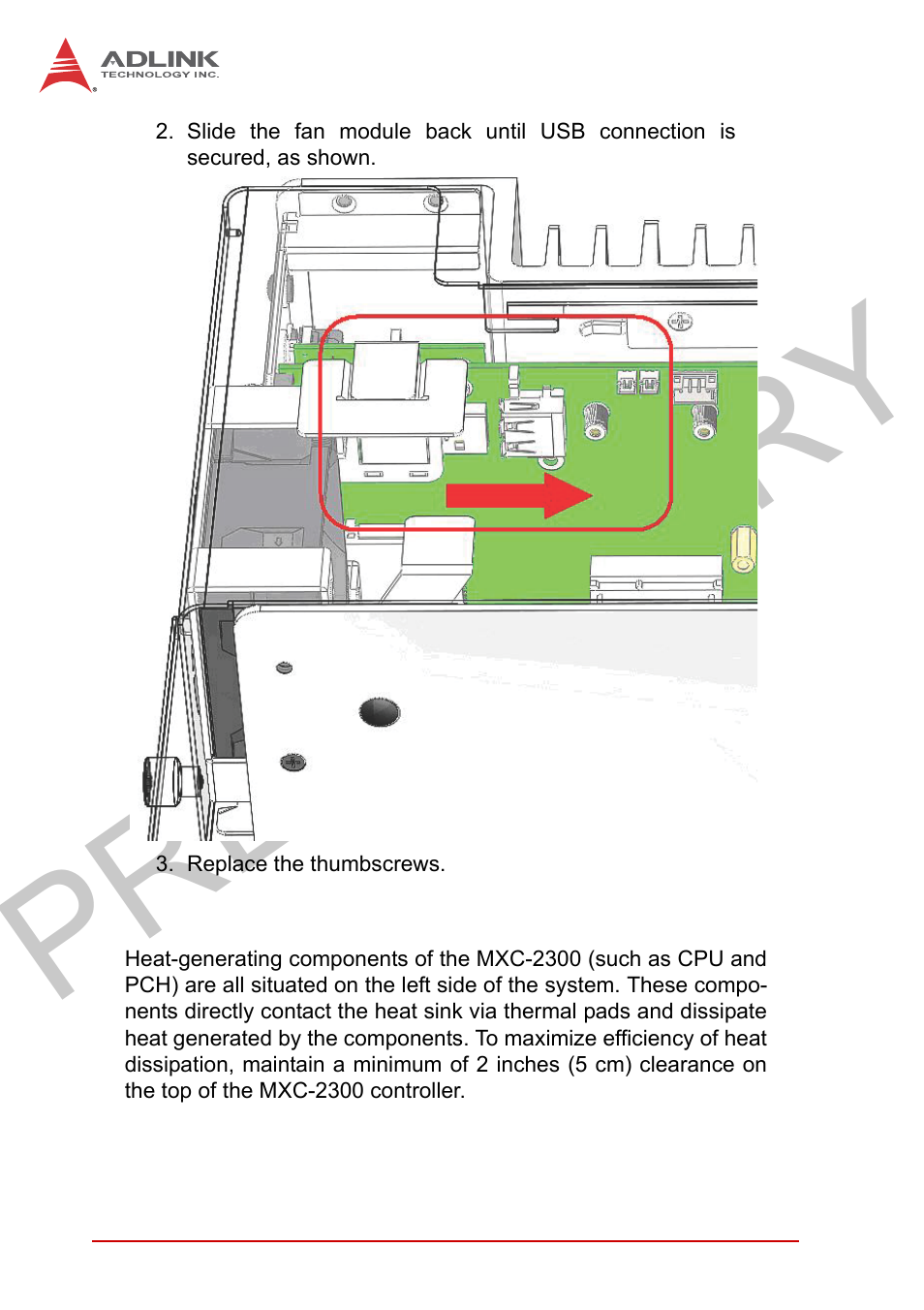 9 cooling considerations, Cooling considerations, Preliminary | ADLINK MXC-2300 User Manual | Page 64 / 76