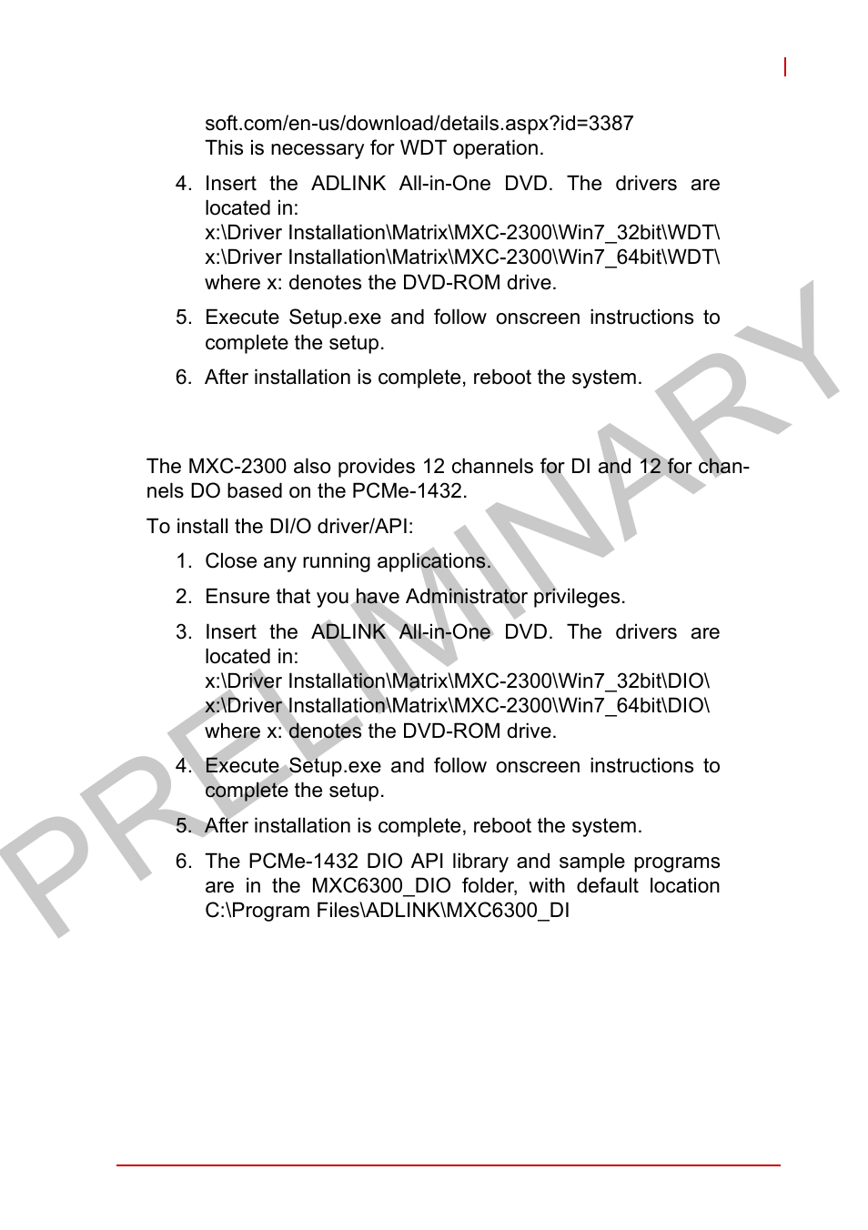 8 installing the di/o driver/api, Installing the di/o driver/api, Preliminary | ADLINK MXC-2300 User Manual | Page 69 / 76