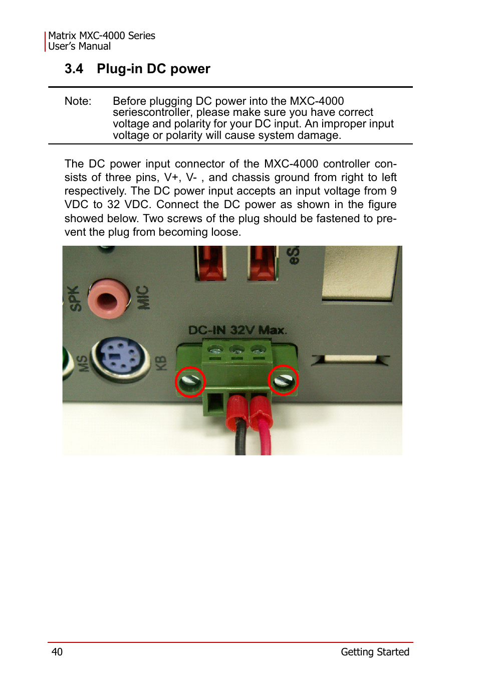 4 plug-in dc power, Plug-in dc power | ADLINK MXC-4000 Series User Manual | Page 50 / 80