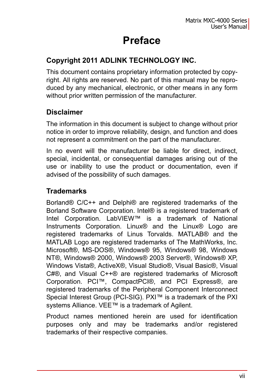 Preface | ADLINK MXC-4000 Series User Manual | Page 7 / 80
