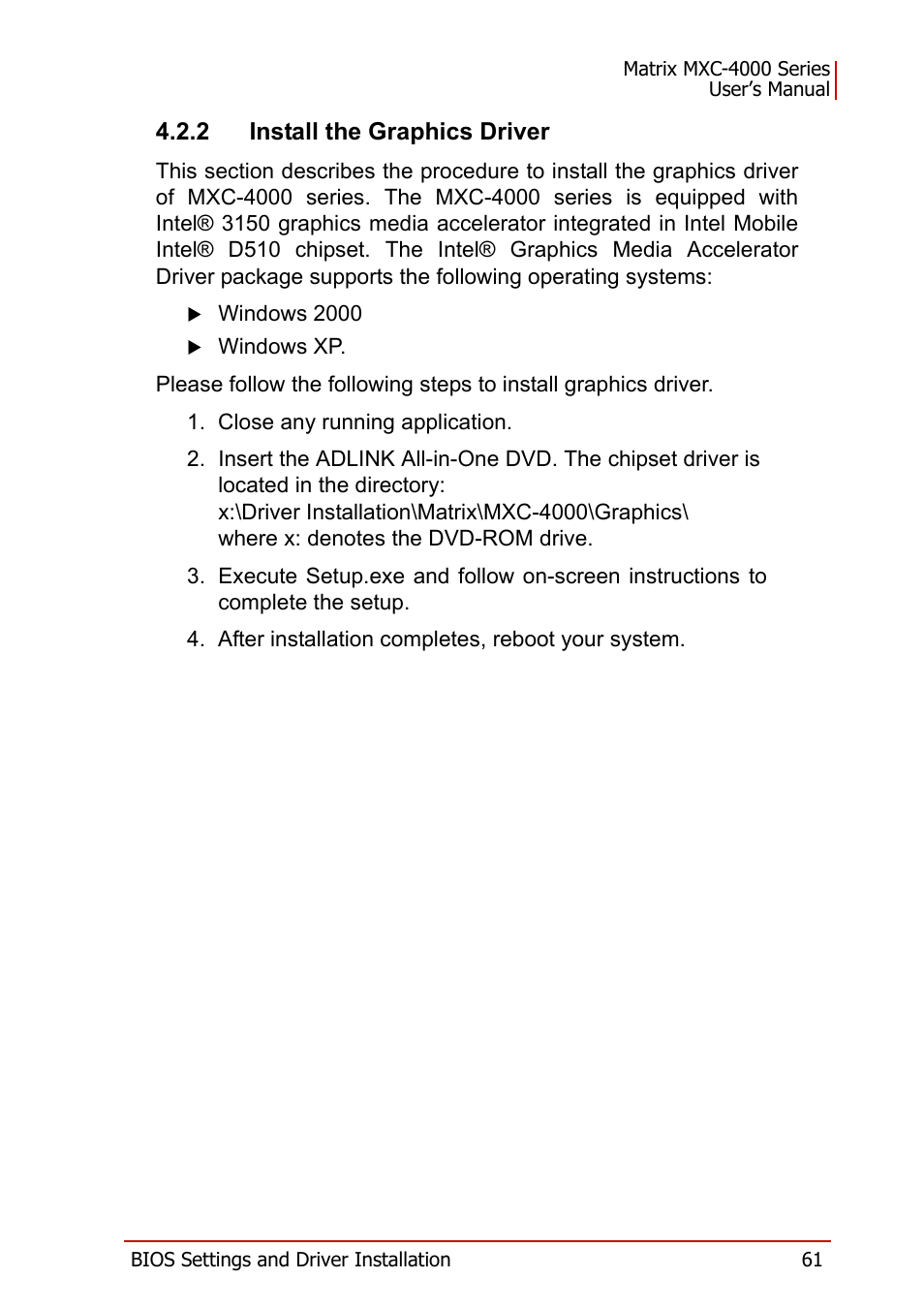 2 install the graphics driver | ADLINK MXC-4000 Series User Manual | Page 71 / 80