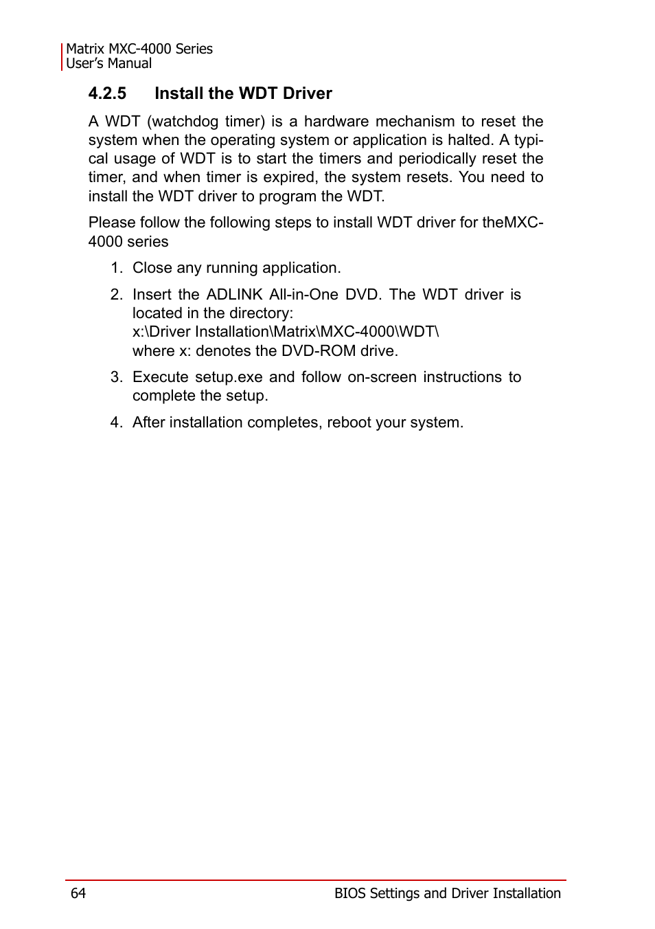 5 install the wdt driver | ADLINK MXC-4000 Series User Manual | Page 74 / 80