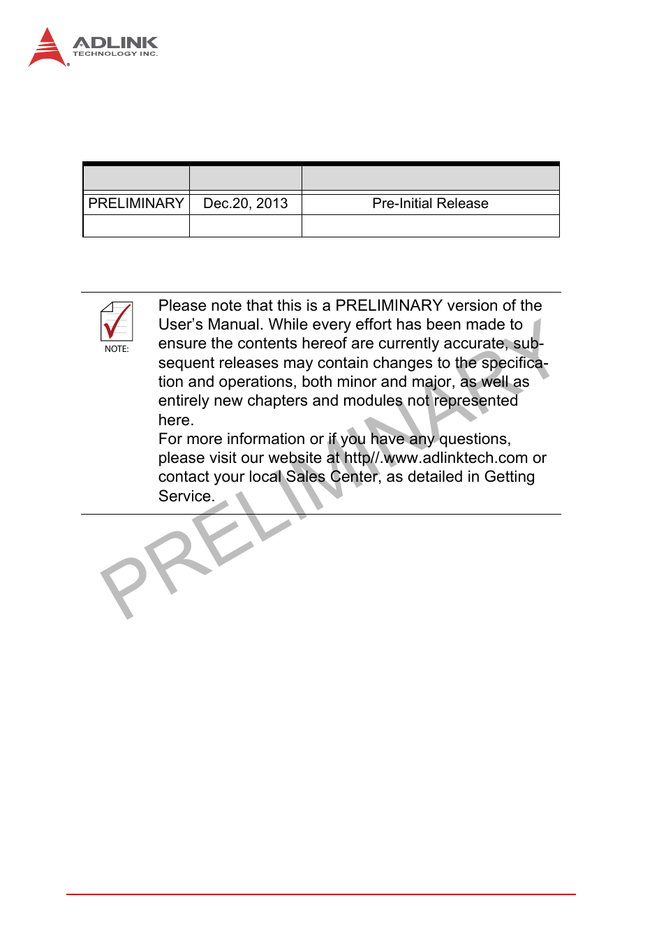 Revision history, Preliminary | ADLINK MXE-5400 User Manual | Page 2 / 88