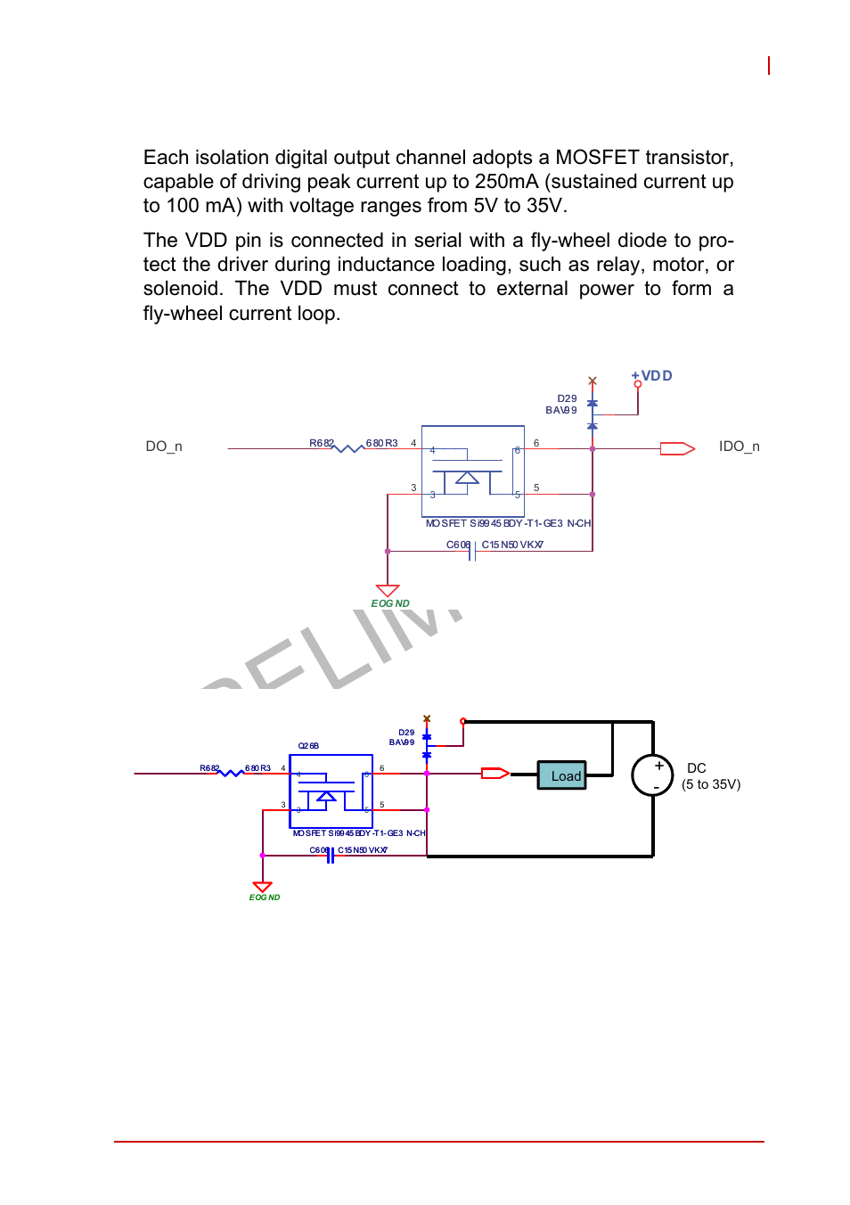 Isolated digital output circuits, Figure 1-15, Figure 1-16 | Isolated digital output sample application circuit, Preliminary | ADLINK MXE-5400 User Manual | Page 33 / 88