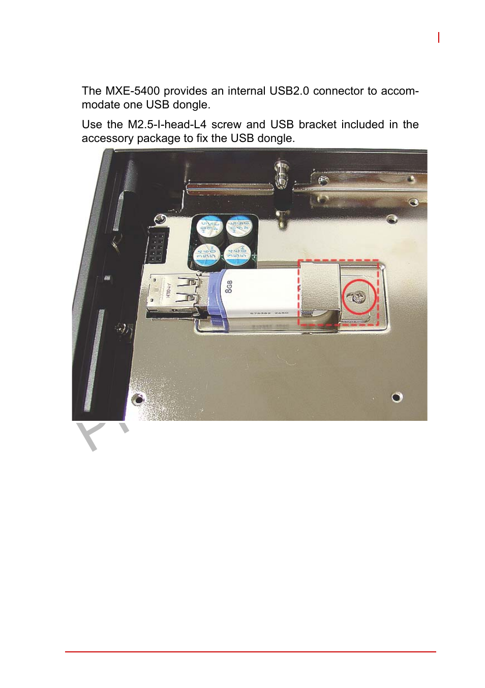 3 internal usb connector, Internal usb connector, Preliminary | ADLINK MXE-5400 User Manual | Page 45 / 88