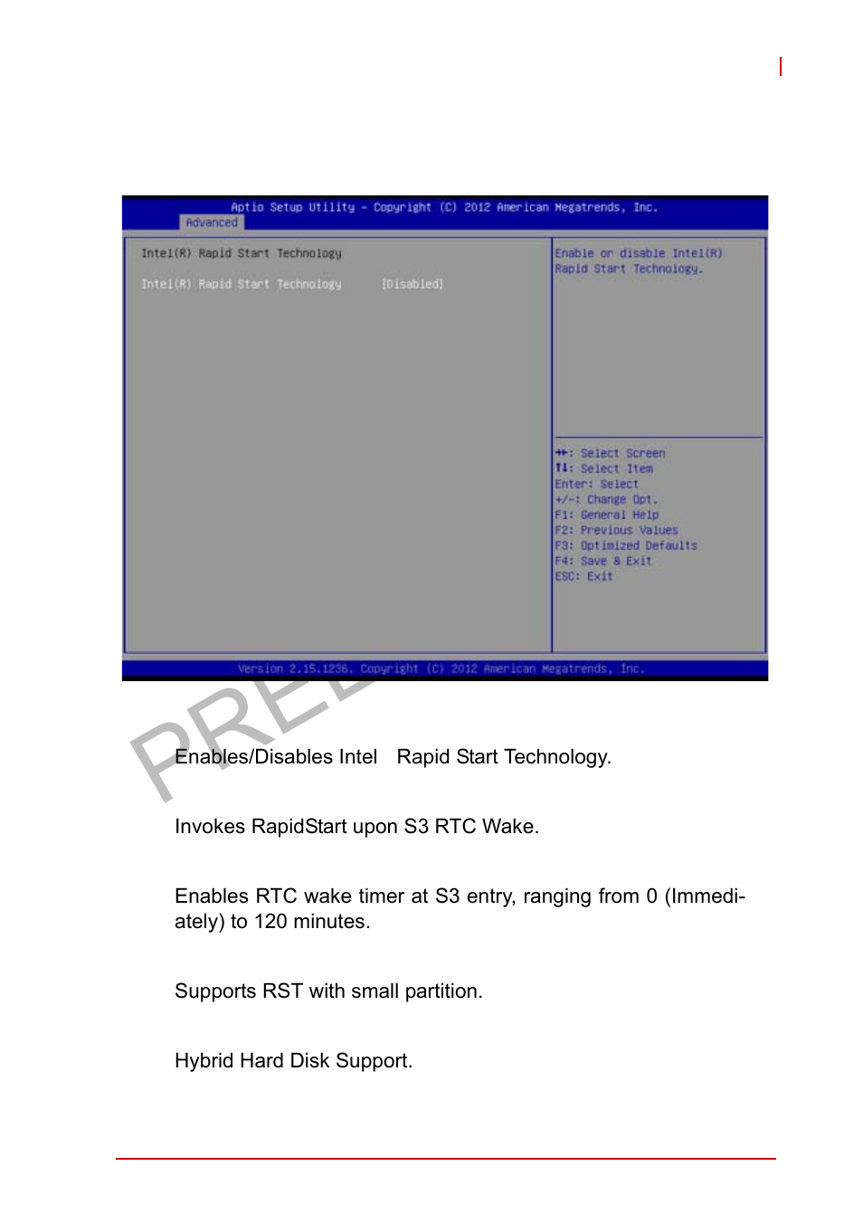 Intel® rapid start technology, Preliminary | ADLINK MXE-5400 User Manual | Page 77 / 88