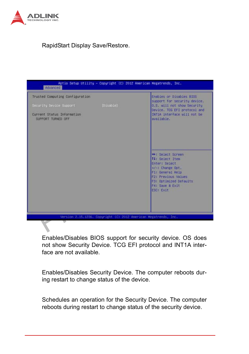 Trusted computing configuration, Preliminary | ADLINK MXE-5400 User Manual | Page 78 / 88