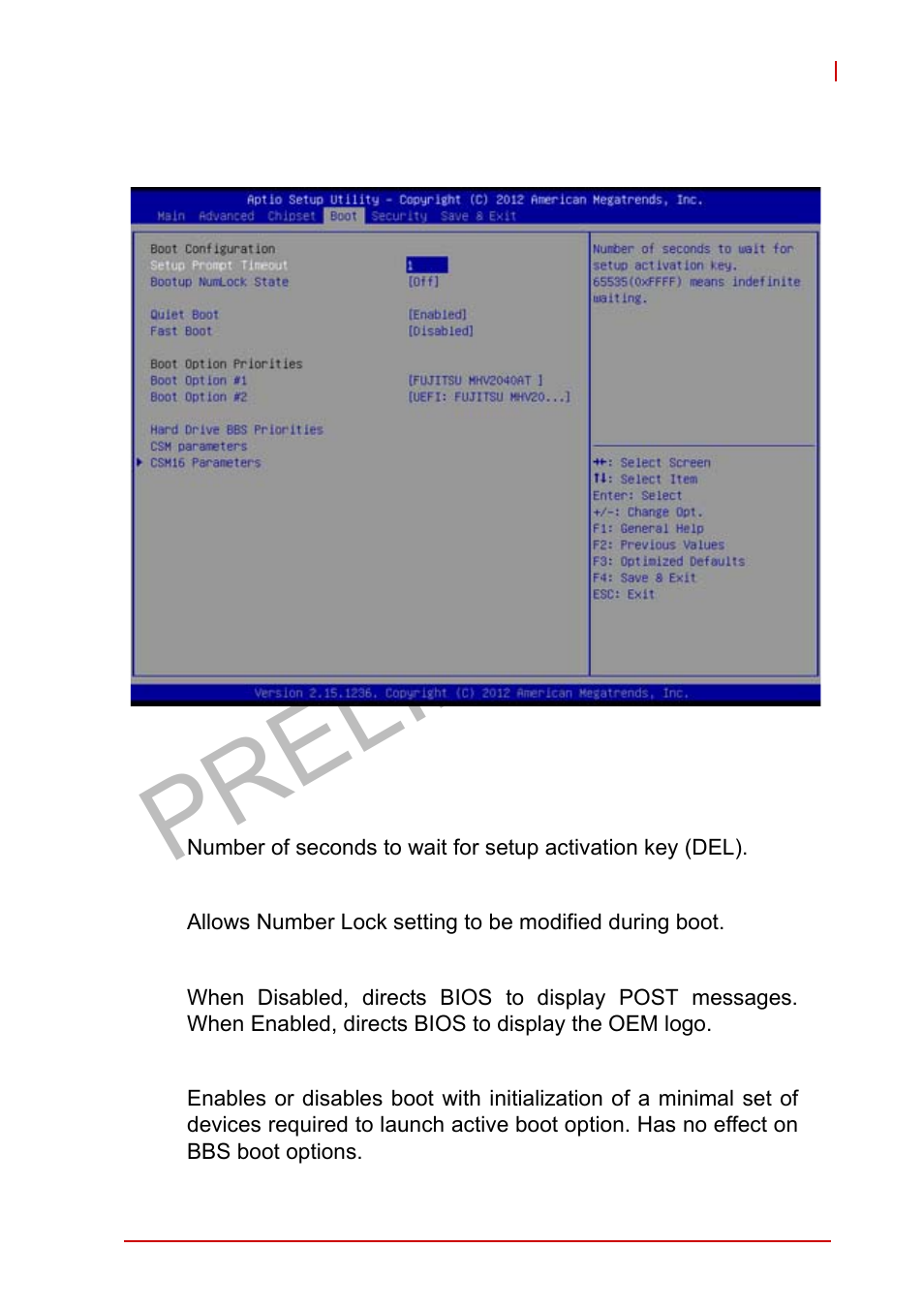 B.4 boot, Boot configuration, Boot | Preliminary | ADLINK MXE-5400 User Manual | Page 81 / 88