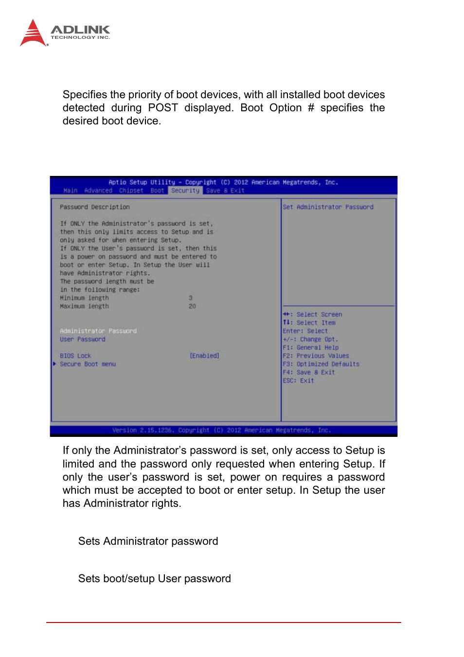 Boot option priorities, B.5 security, Security | Preliminary | ADLINK MXE-5400 User Manual | Page 82 / 88