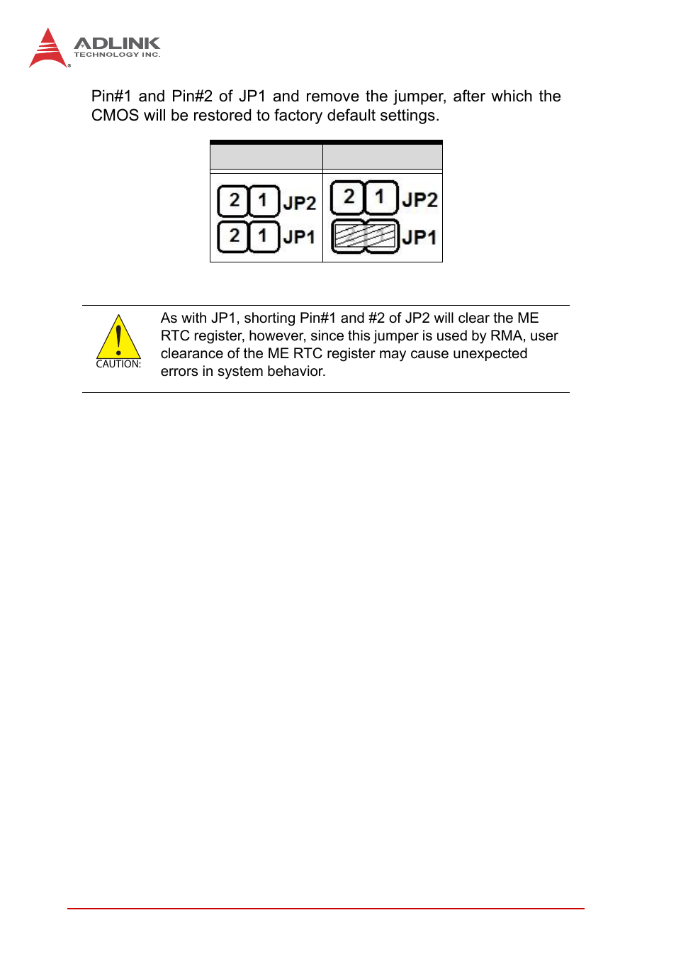 Table 2-13: clear cmos jumper | ADLINK MXE-5300 Series User Manual | Page 32 / 86
