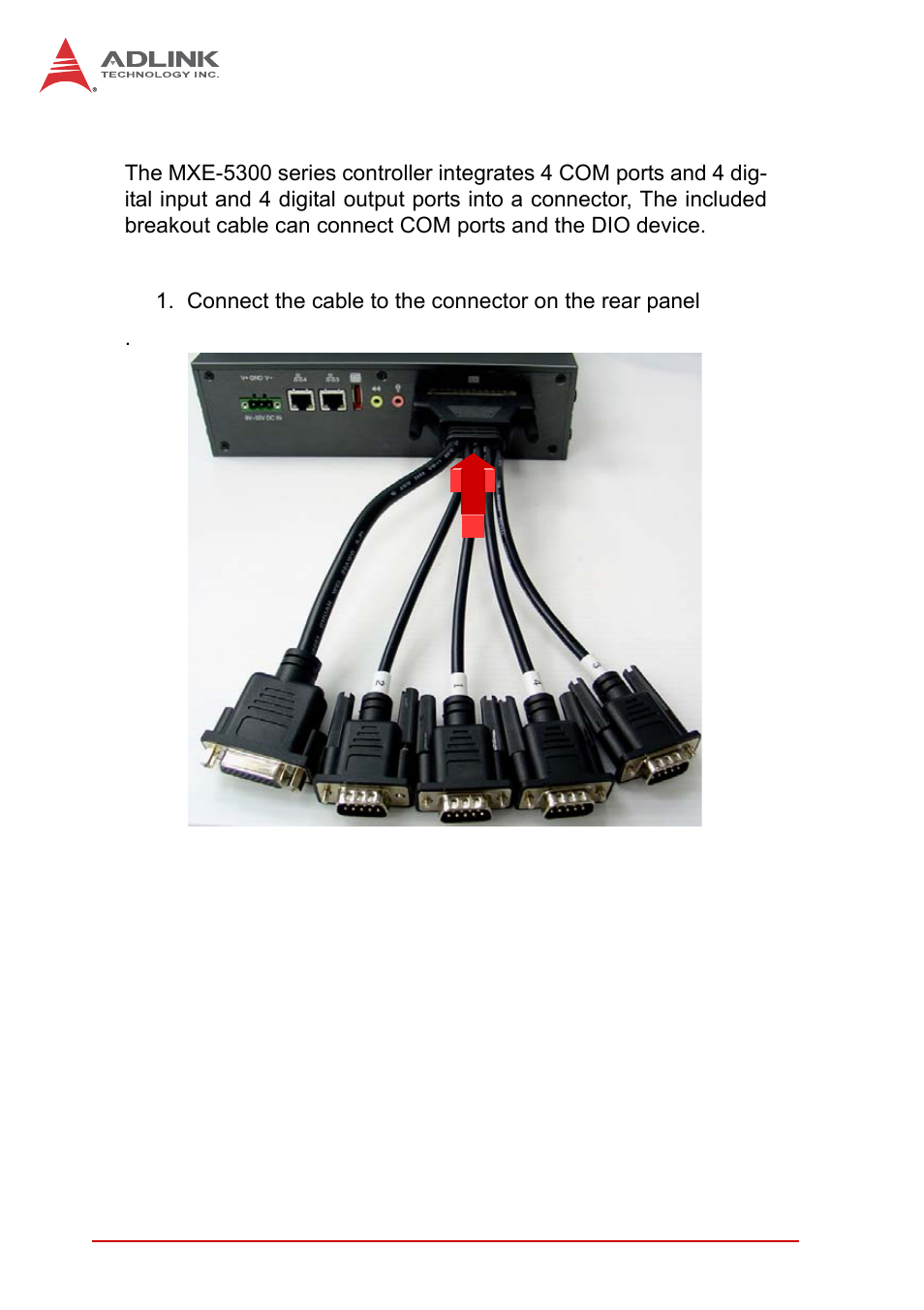 4 com ports and dio device, Com ports and dio device | ADLINK MXE-5300 Series User Manual | Page 44 / 86