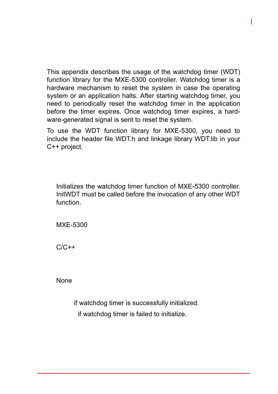 Appendix a wdt function reference, A.1 watchdog timer (wdt) function reference, A appendix: wdt function reference | Watchdog timer (wdt) function reference | ADLINK MXE-5300 Series User Manual | Page 79 / 86