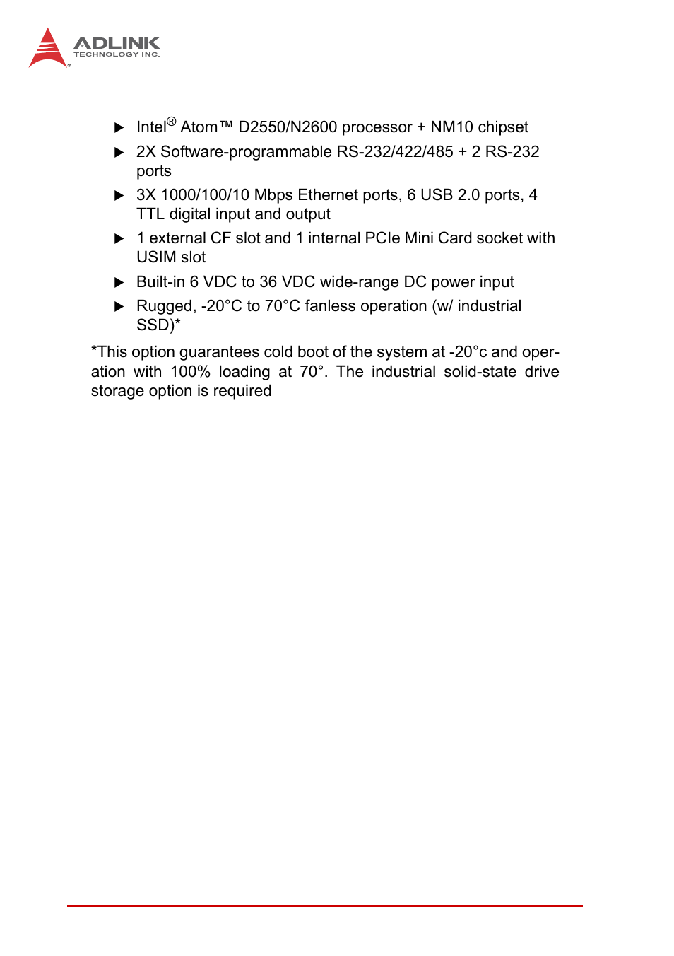 2 features, Features | ADLINK MXE-1300 Series User Manual | Page 14 / 80