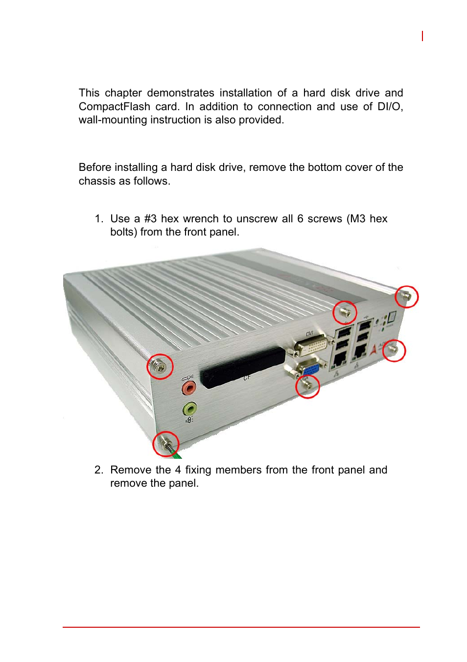 2 getting started, 1 installing a hard disk drive, Installing a hard disk drive | 2getting started | ADLINK MXE-1300 Series User Manual | Page 37 / 80