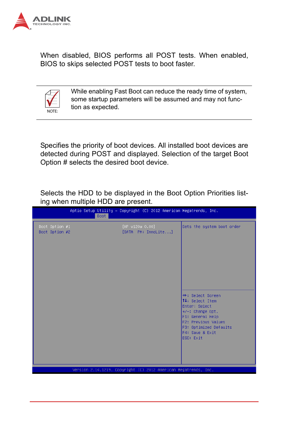Fast boot, Boot option priorities, Hard drive bbs priorities | ADLINK MXE-1300 Series User Manual | Page 72 / 80