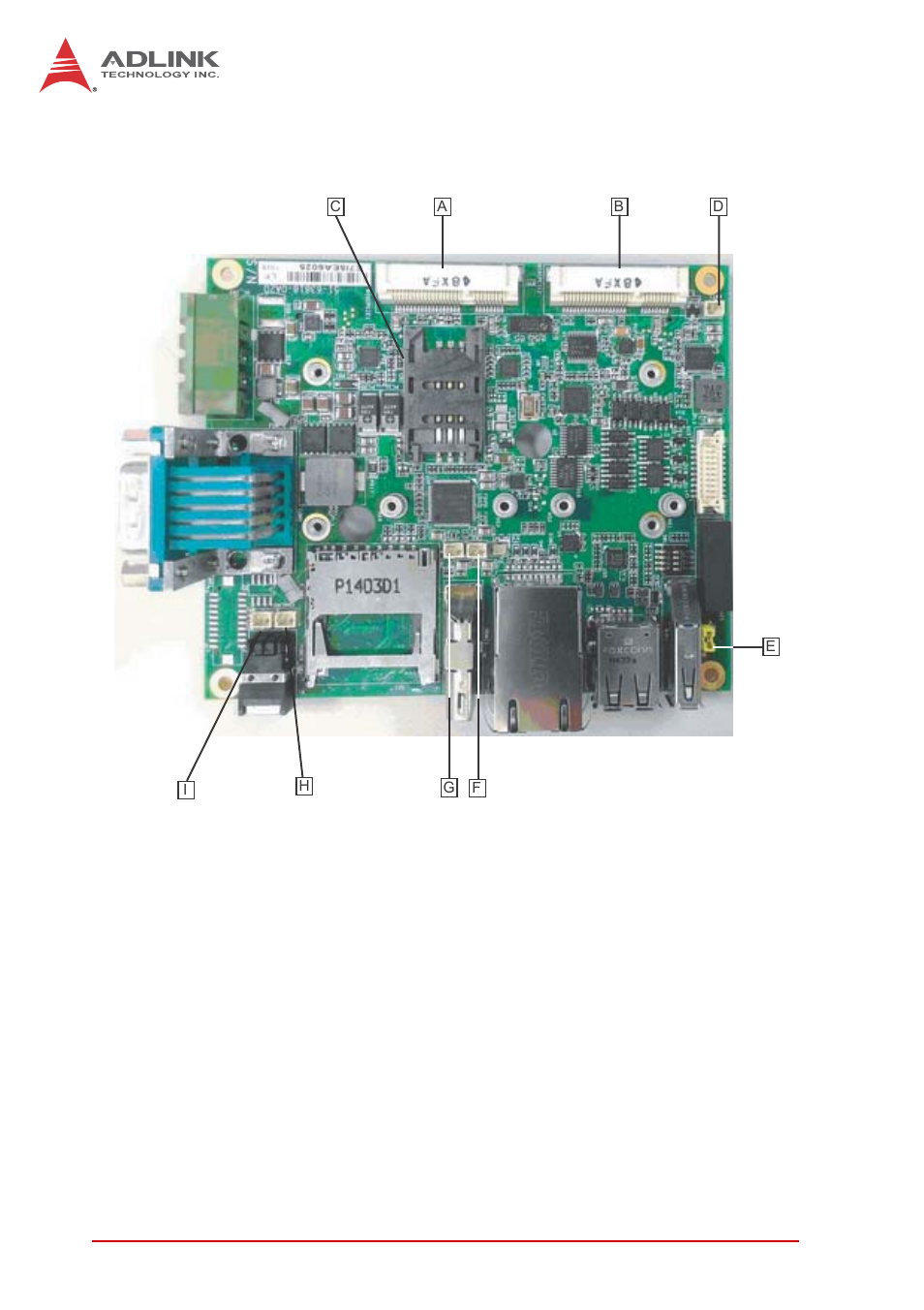 8 internal i/o connectors, Internal i/o connectors, Figure 1-8 | Mainboard top view | ADLINK MXE-200i User Manual | Page 28 / 82