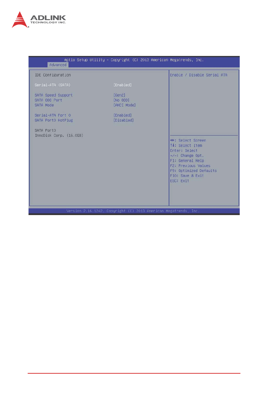 B.2.2 sata configuration, Serial-ata (sata), Sata speed support | Sata mode, Serial-ata port 0, B.2.2, Sata configuration | ADLINK MXE-200i User Manual | Page 62 / 82