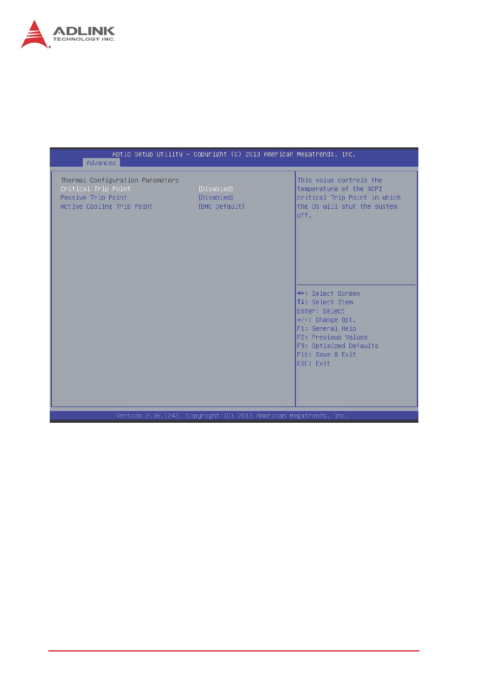 Lock legacy resources, B.2.8 thermal configuration, Critical trip point | Passive trip point, Active cooling trip point, B.2.8, Thermal configuration | ADLINK MXE-200i User Manual | Page 70 / 82