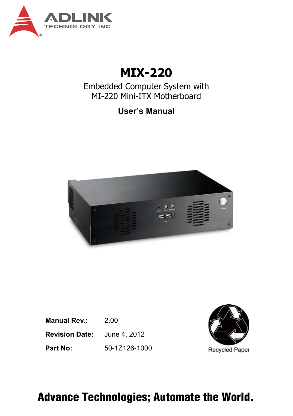 ADLINK MIX-220 User Manual | 48 pages