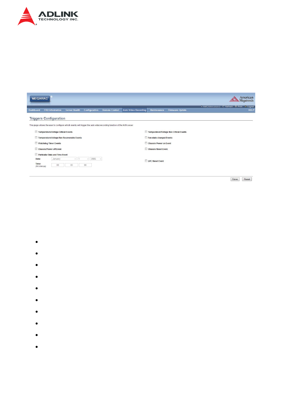 1 triggers configuration, Triggers configuration | ADLINK IMB-S90 User Manual | Page 102 / 192