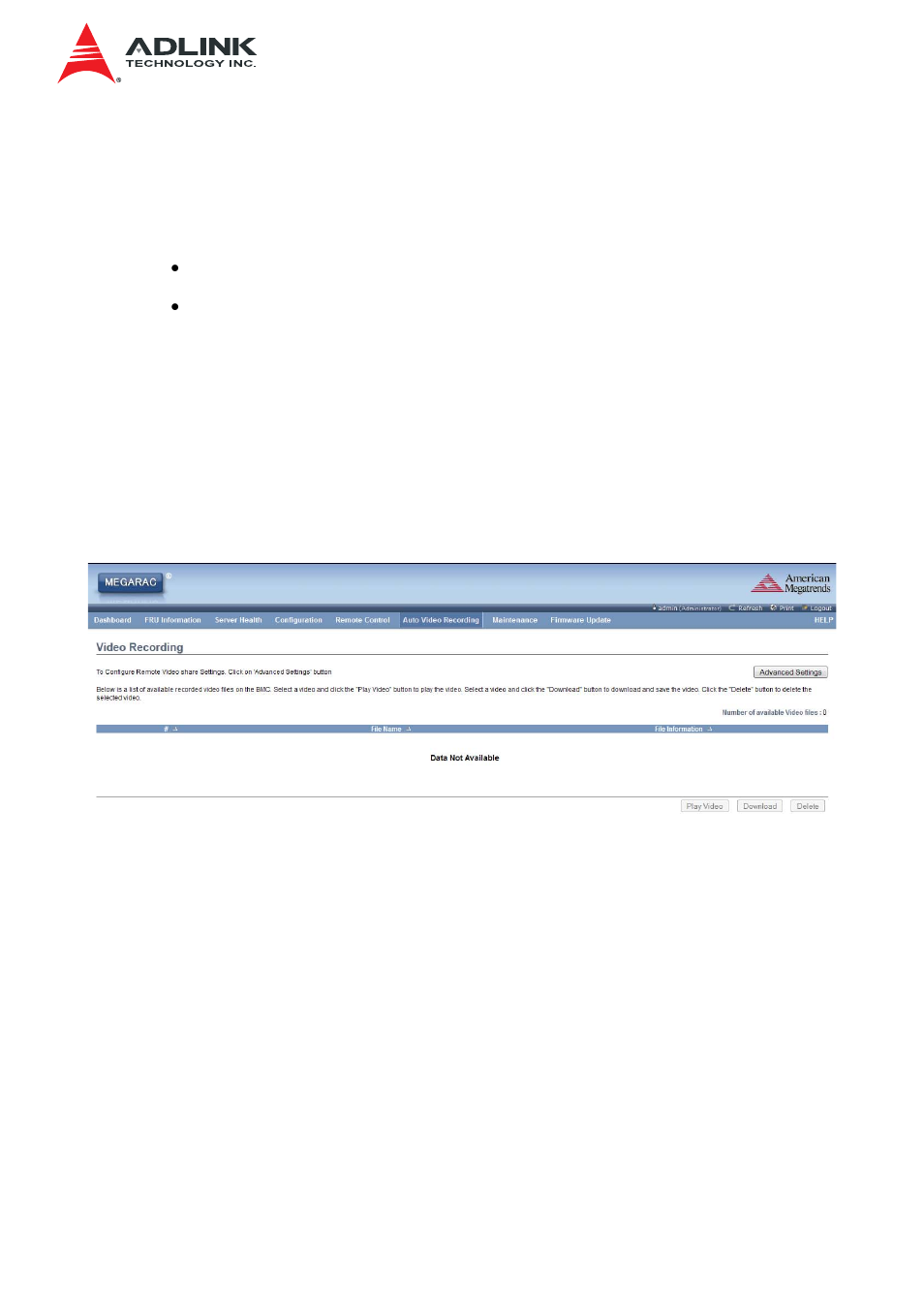 2 video recording, Video recording | ADLINK IMB-S90 User Manual | Page 103 / 192