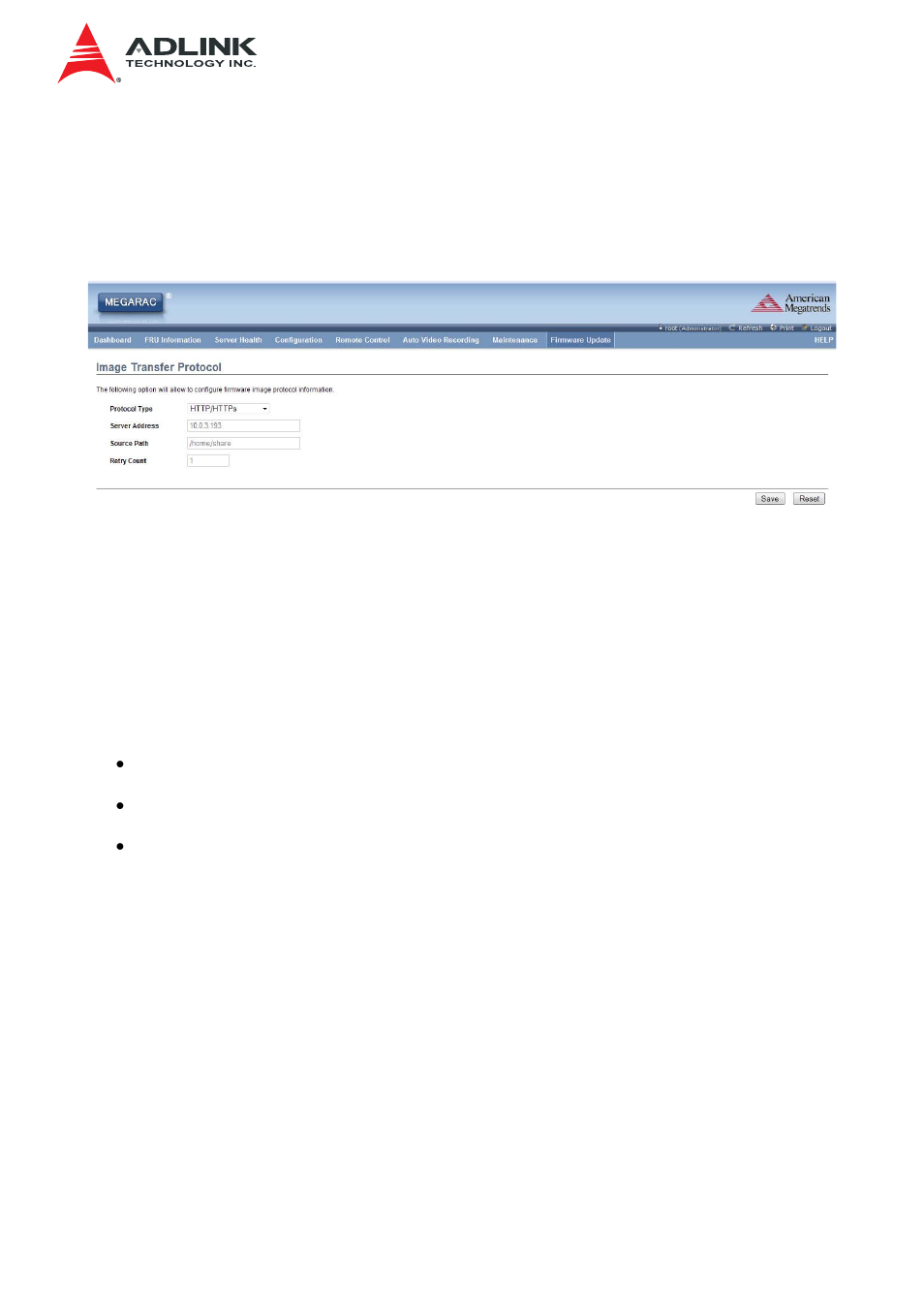 2 image transfer protocol, Image transfer protocol, Note: to configure protocol information, choose | ADLINK IMB-S90 User Manual | Page 116 / 192