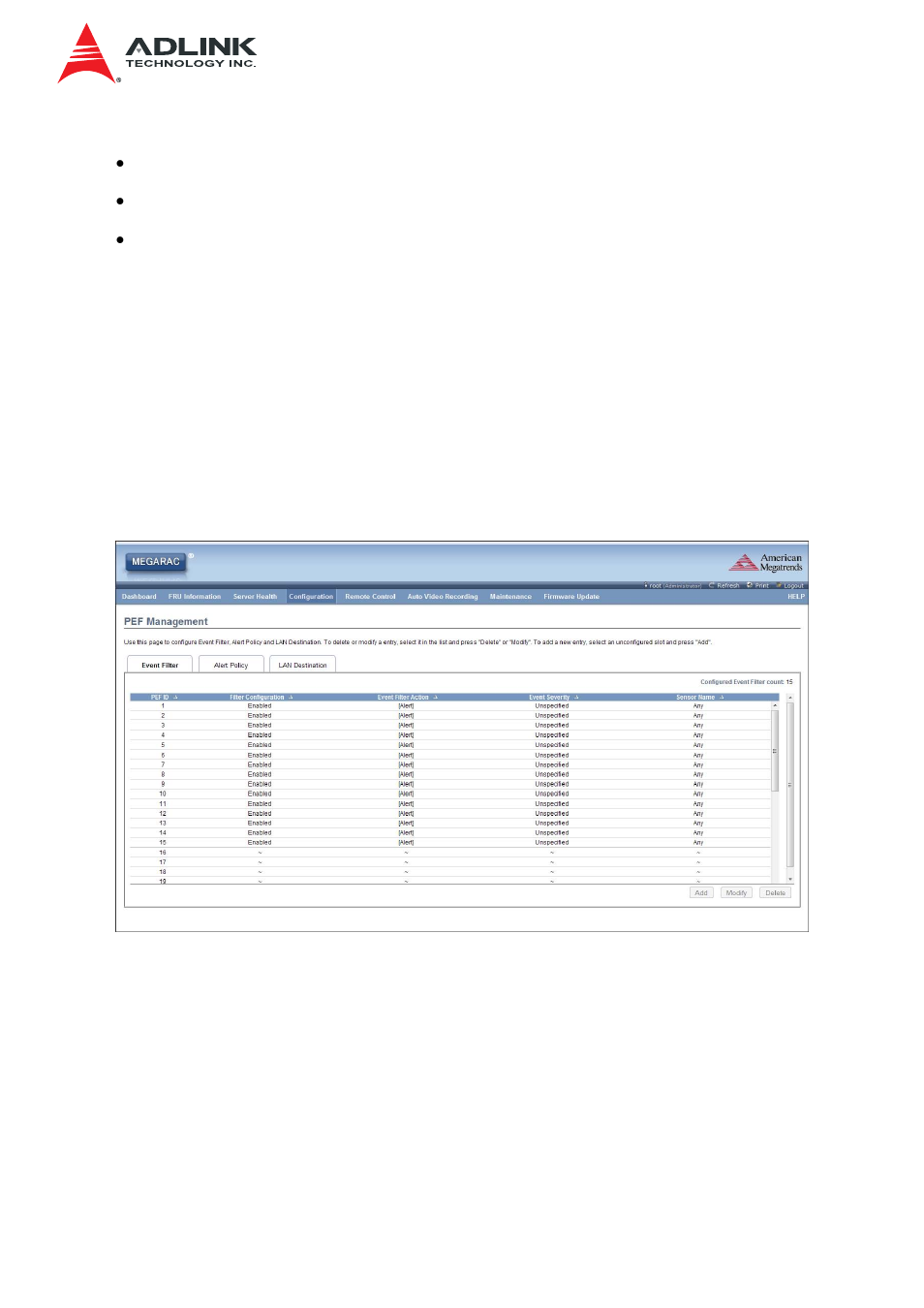 1 event filter tab | ADLINK IMB-S90 User Manual | Page 52 / 192