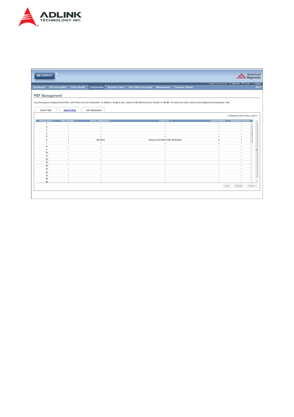 2 alert policy tab | ADLINK IMB-S90 User Manual | Page 56 / 192