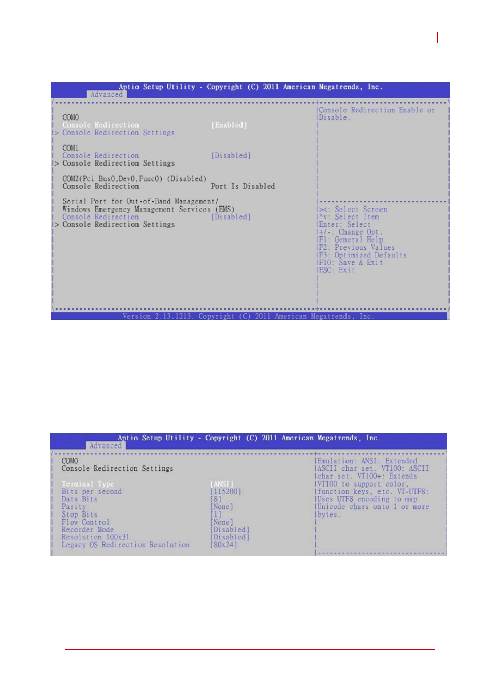 A.3.11 serial port console redirection, A.3.11, Serial port console redirection | ADLINK NuPRO-E72 User Manual | Page 67 / 98