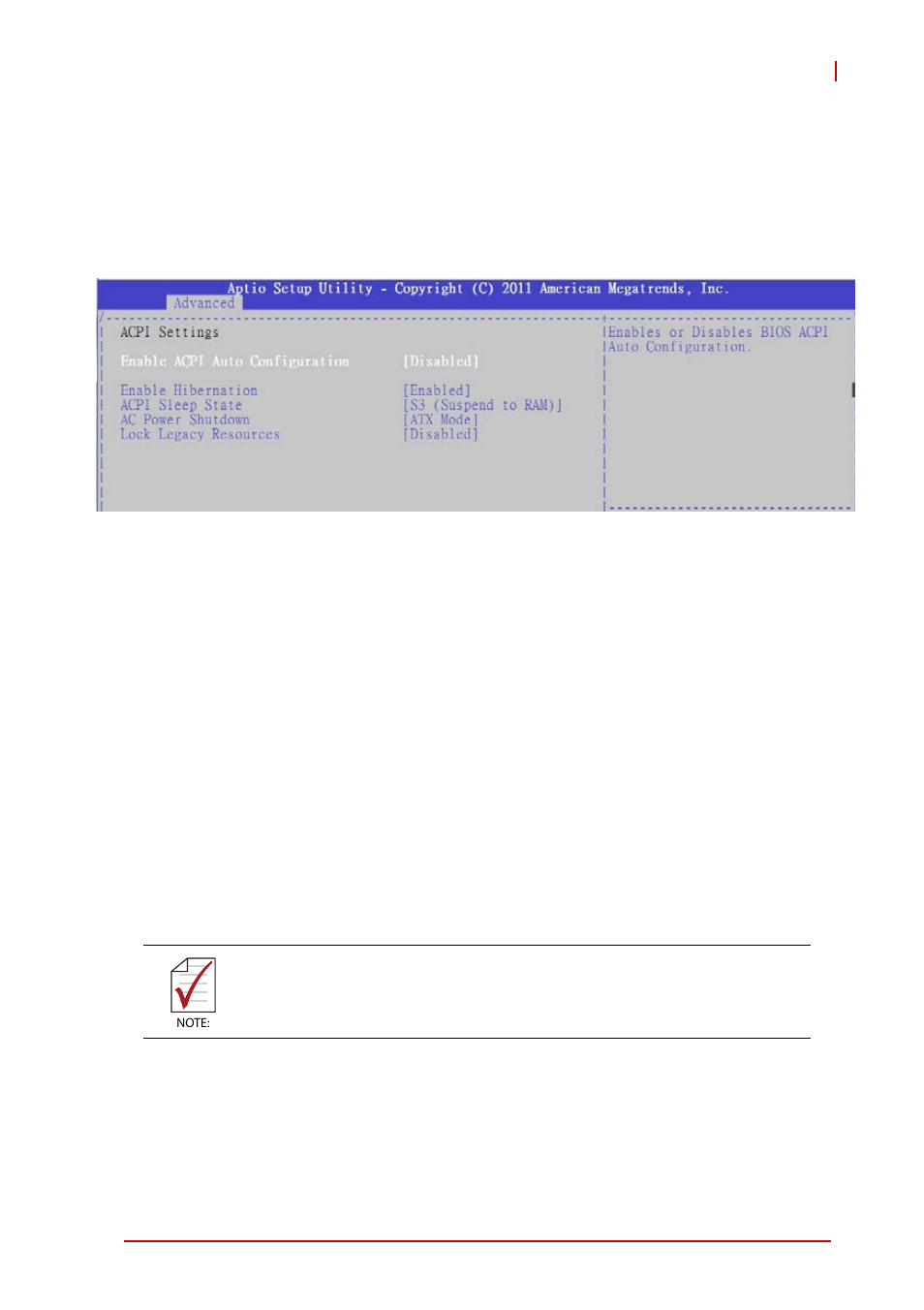 A.3.1 acpi settings, A.3.1, Acpi settings | ADLINK NuPRO-E42 User Manual | Page 49 / 92