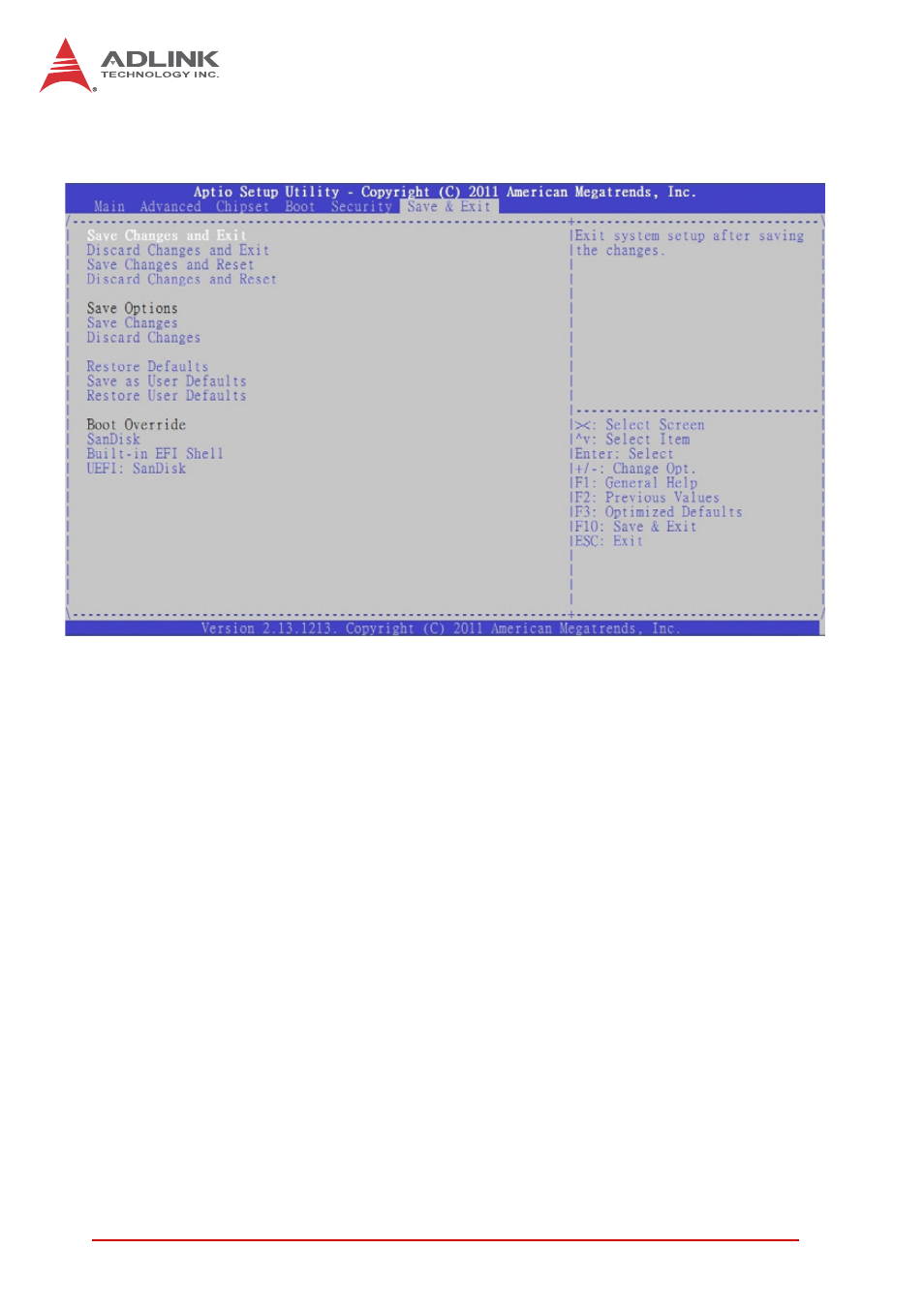 Save changes and exit | ADLINK NuPRO-E42 User Manual | Page 74 / 92