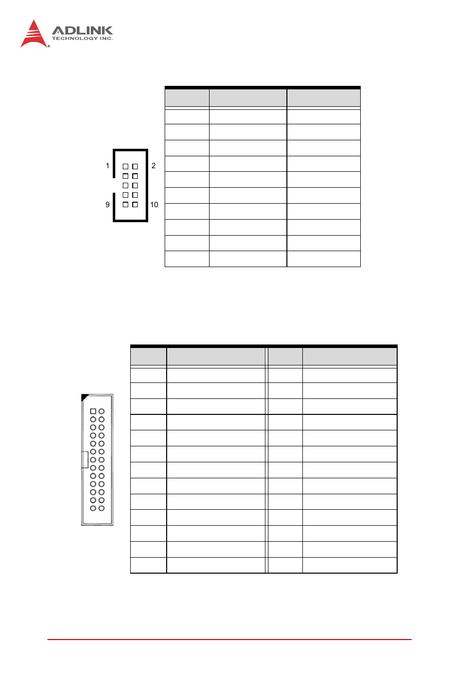 Com1 connector (rs-422/485/485+) (cn10), Parallel port connector (cn15) | ADLINK NuPRO-E340 User Manual | Page 32 / 102