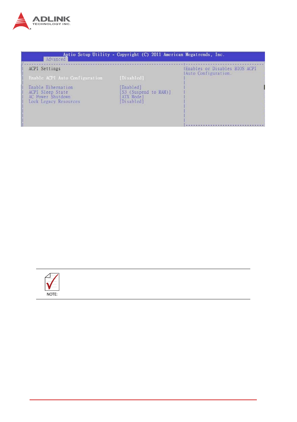 1 acpi settings | ADLINK NuPRO-E340 User Manual | Page 58 / 102