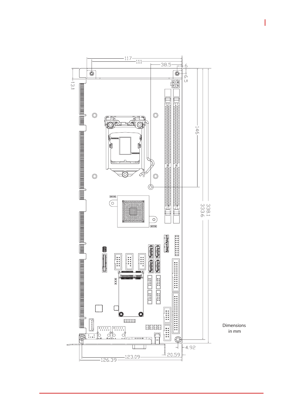 6 mechanical drawing, Mechanical drawing, Figure 1-2: nupro-e330 board dimensions | ADLINK NuPRO-E330 User Manual | Page 23 / 104