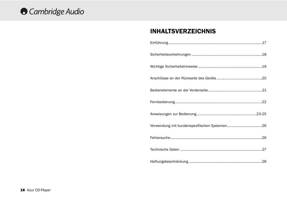 Cambridge Audio 540C User Manual | Page 16 / 116
