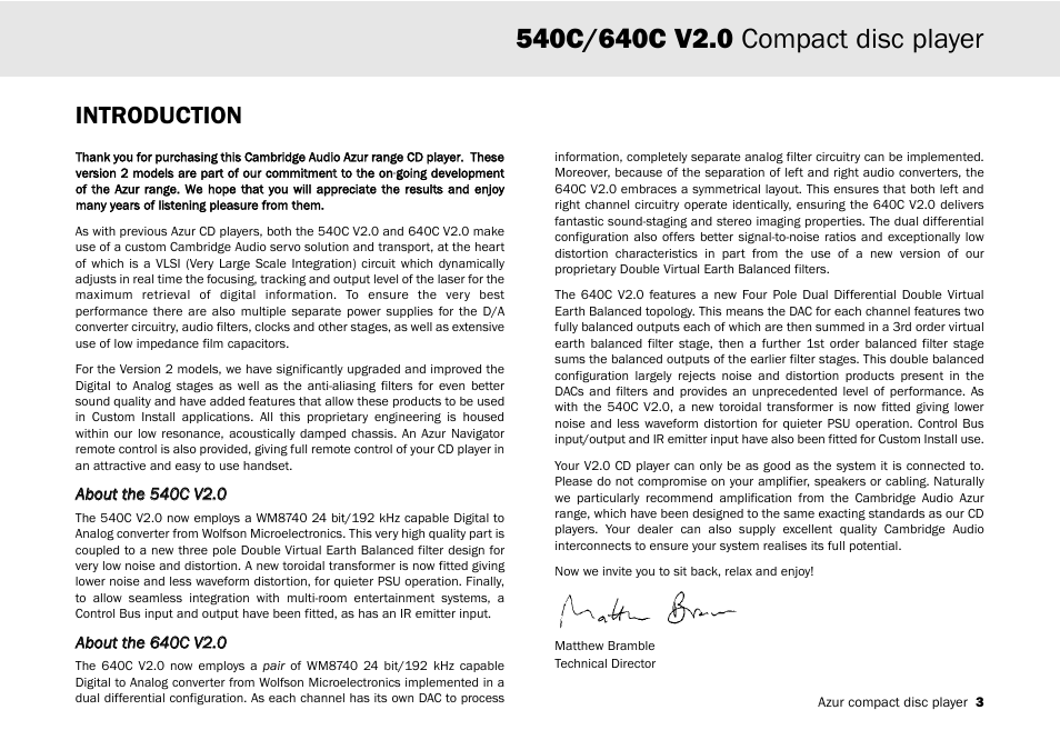 Introduction | Cambridge Audio 540C User Manual | Page 3 / 116