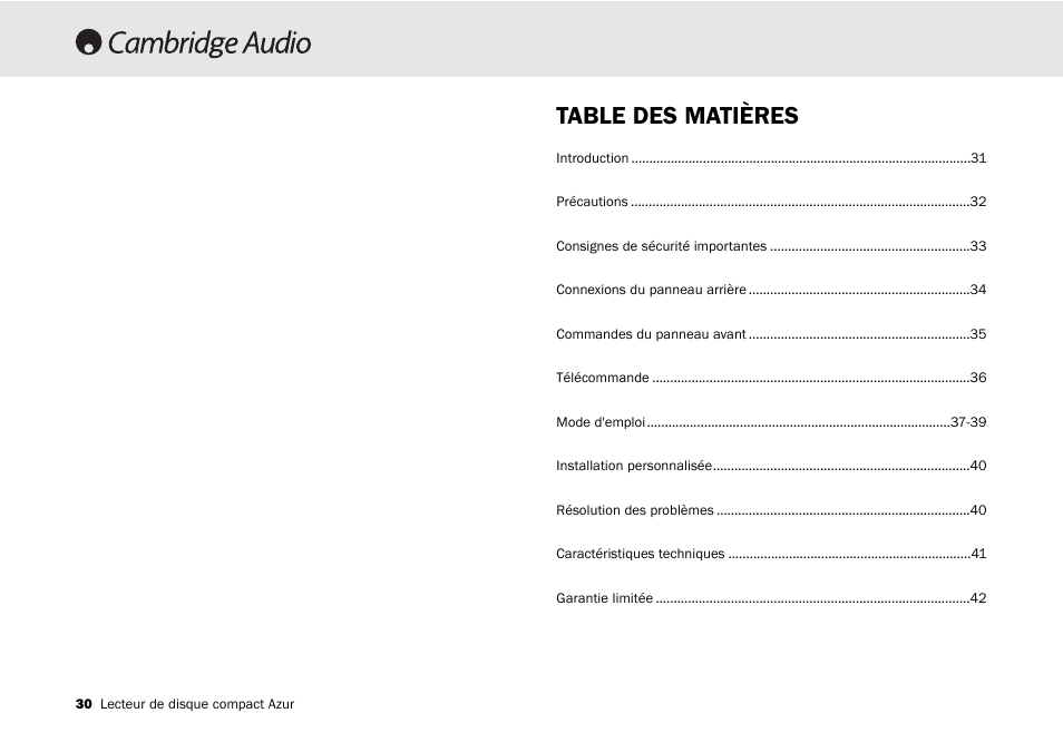 Cambridge Audio 540C User Manual | Page 30 / 116